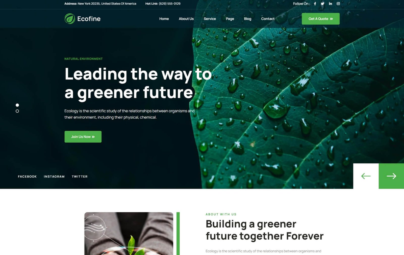 Ecofine - Ecology & Environment HTML Template