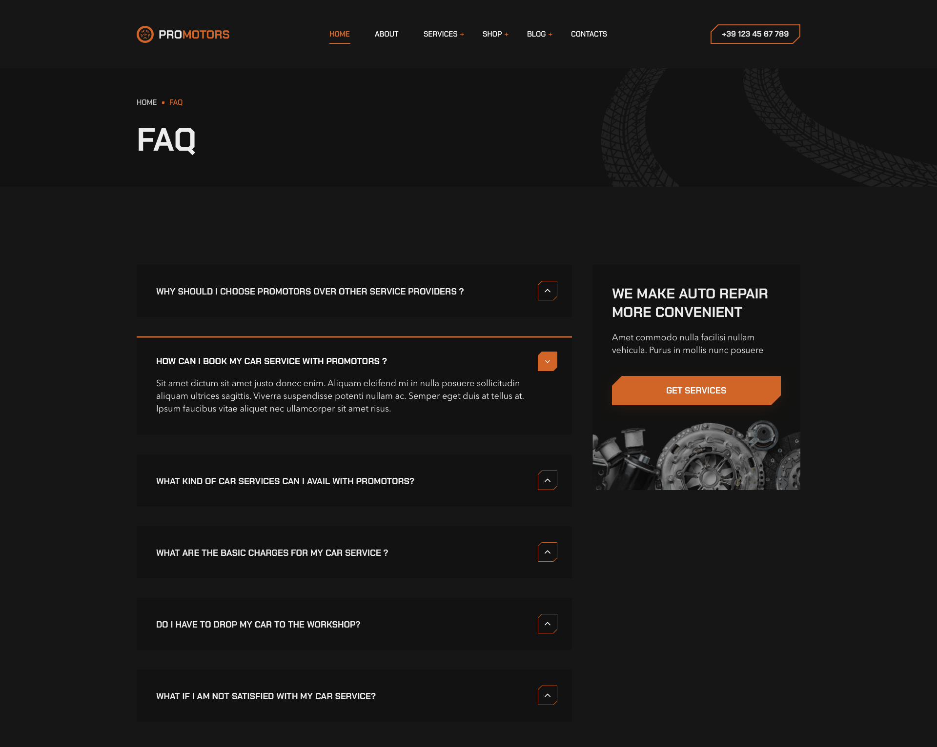 ProMotors - FAQ Page