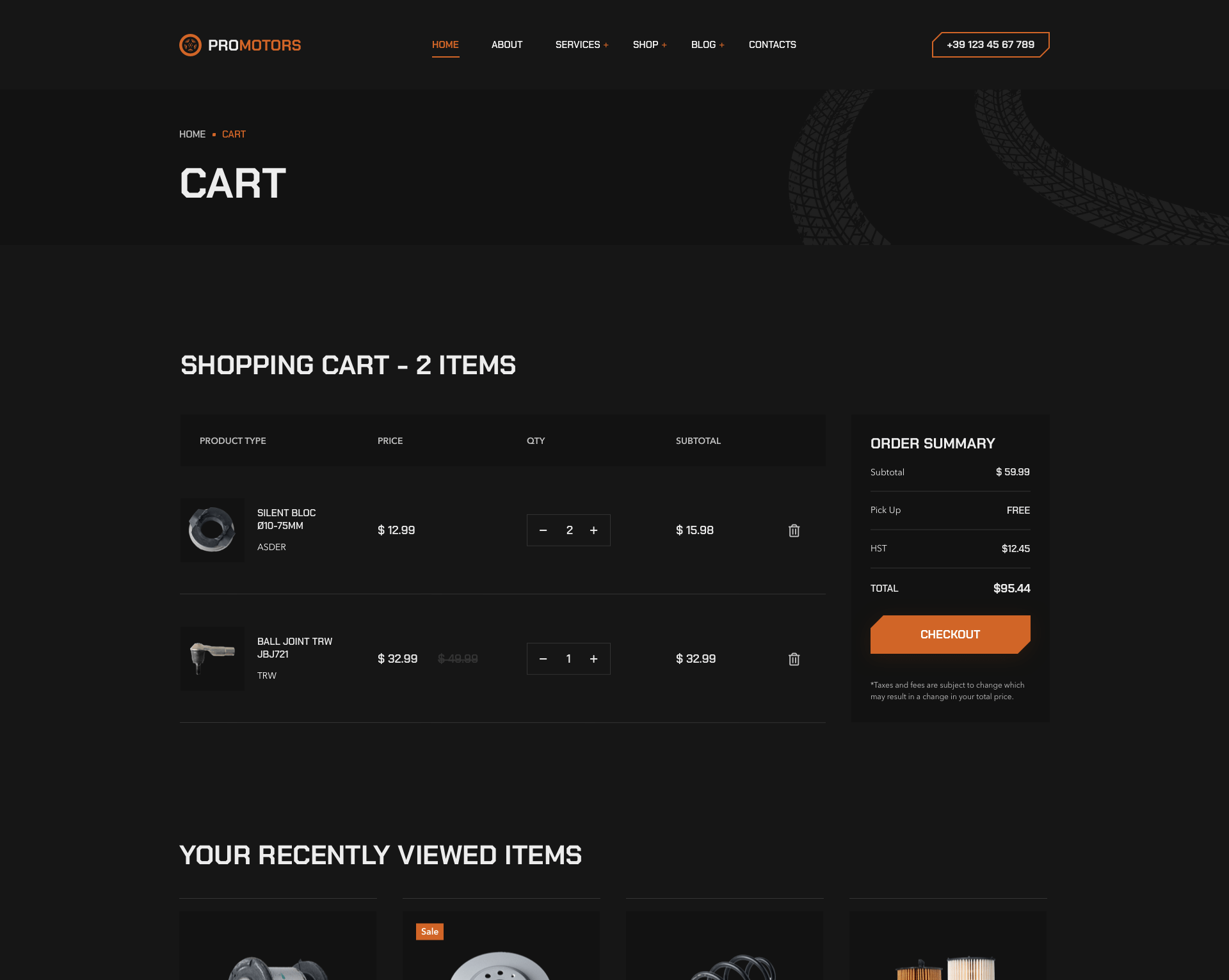 ProMotors - Shopping Cart Page