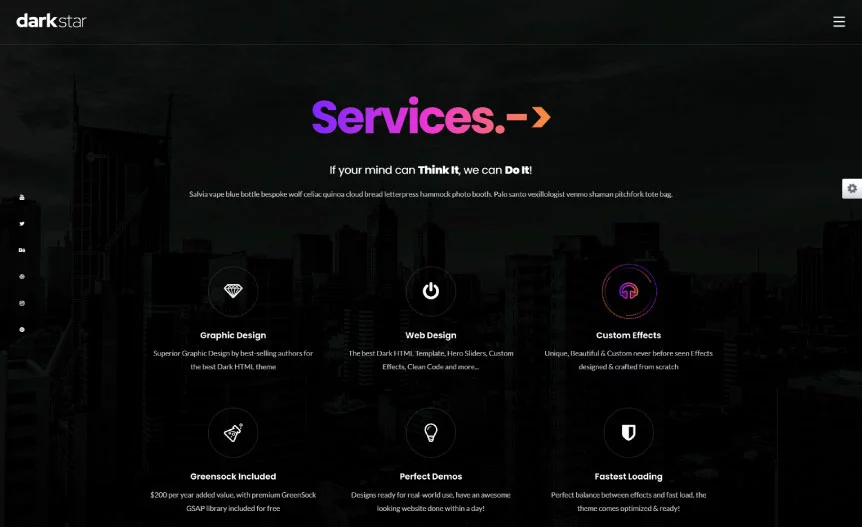 Screenshot of the demo website