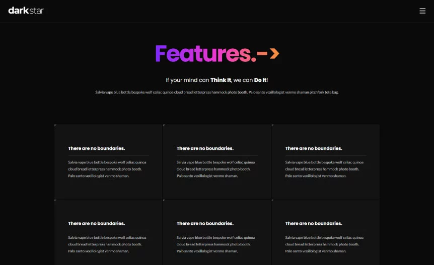 Screenshot of the demo website