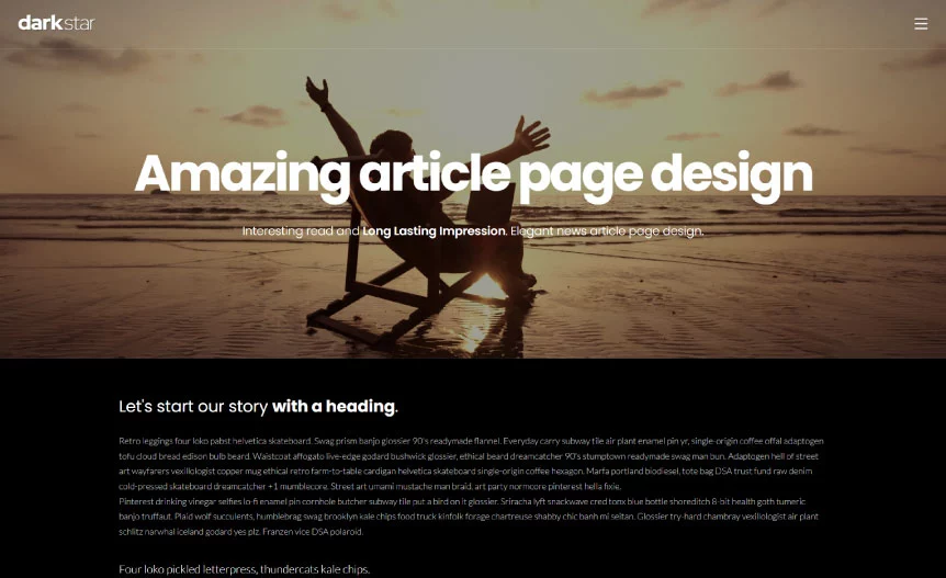 Screenshot of the demo website