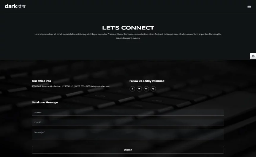 Screenshot of the demo website