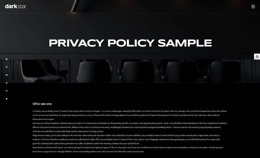Screenshot of the demo website