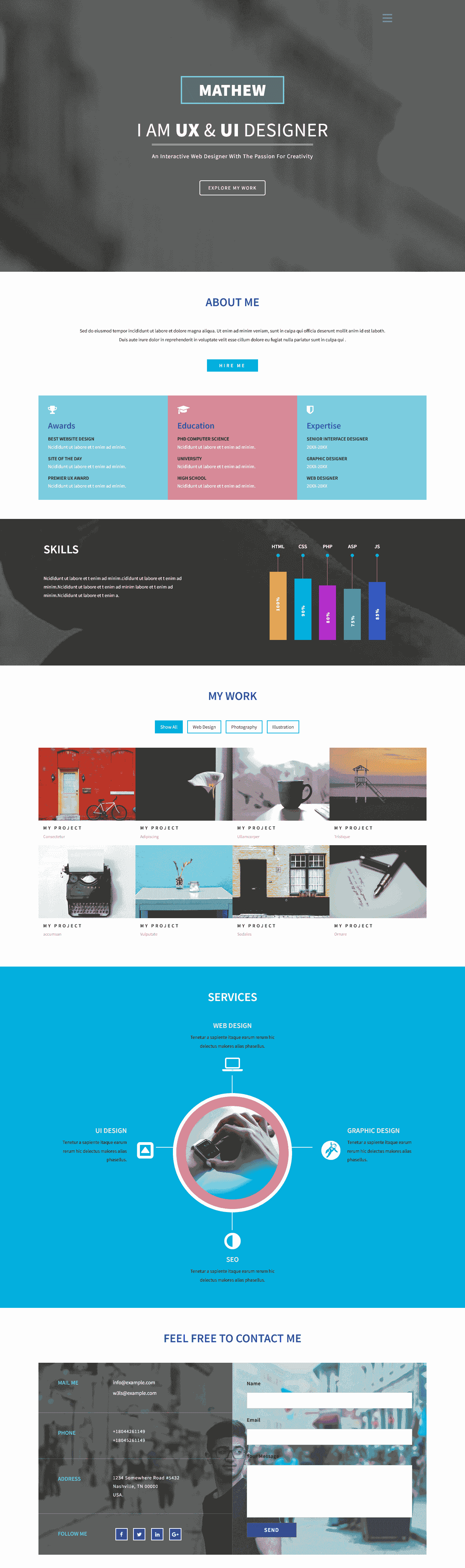 设计师作品展示服务响应式网页模板免费下载html-血鸟社区