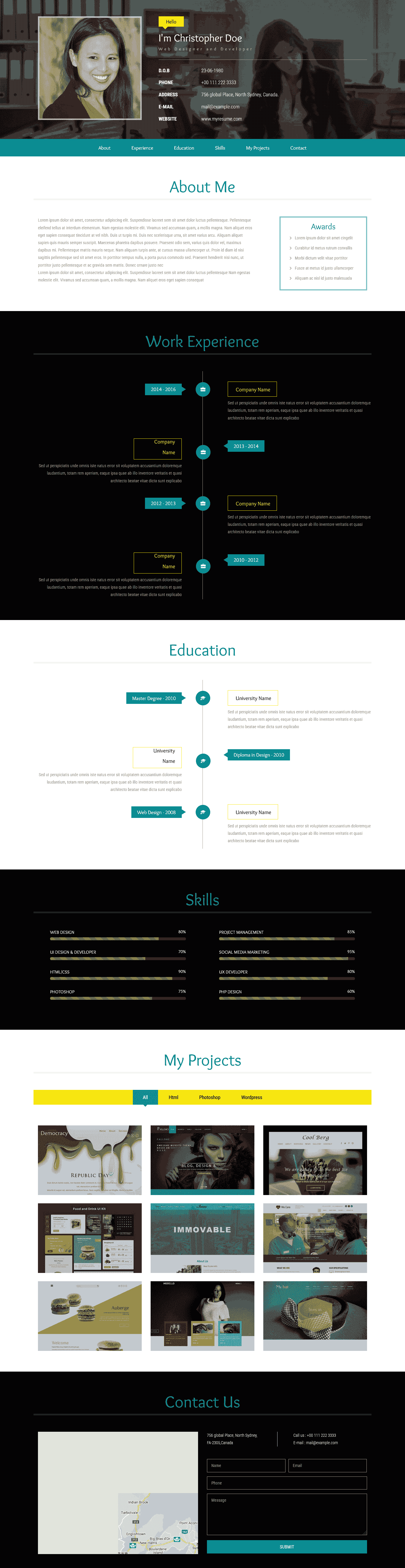 个人简历详细介绍响应式网页模板免费下载html-血鸟社区