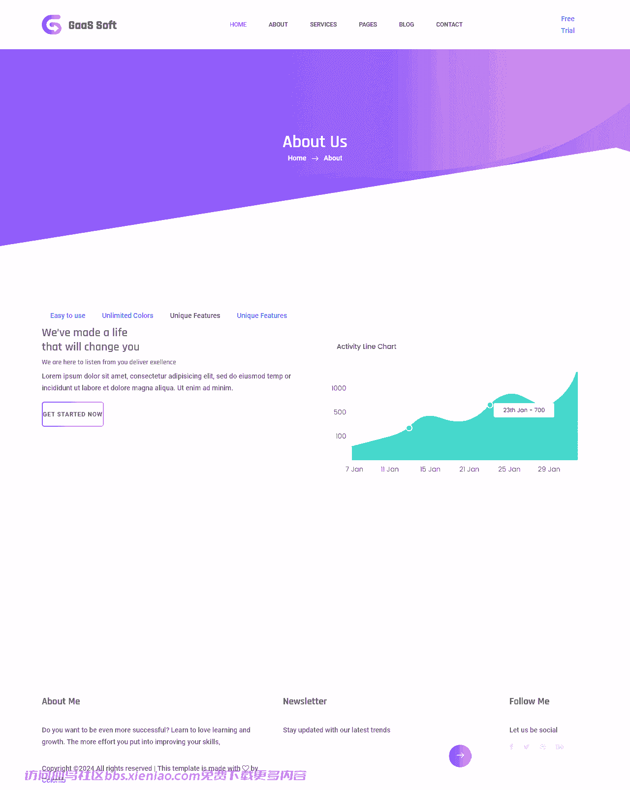 紫色软件服务公司响应式网站模板免费下载html-血鸟社区