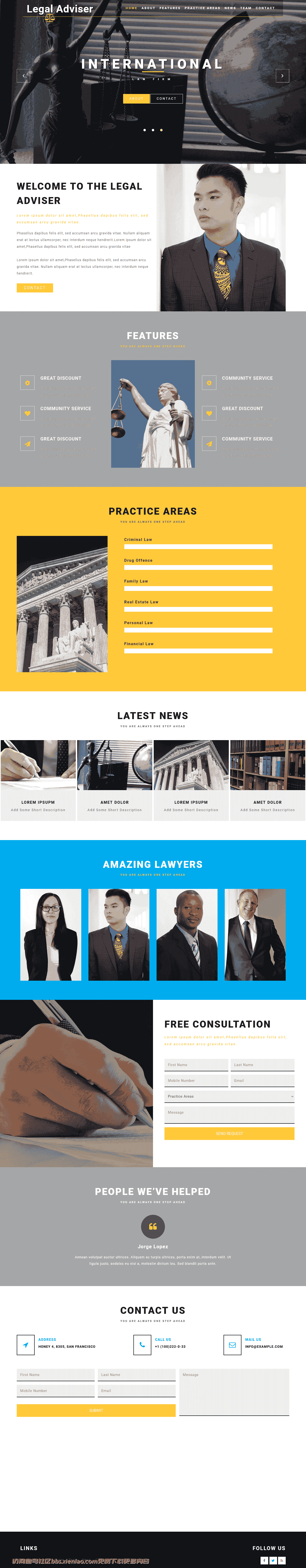 法律顾问服务展示响应式网页模板免费下载html-血鸟社区
