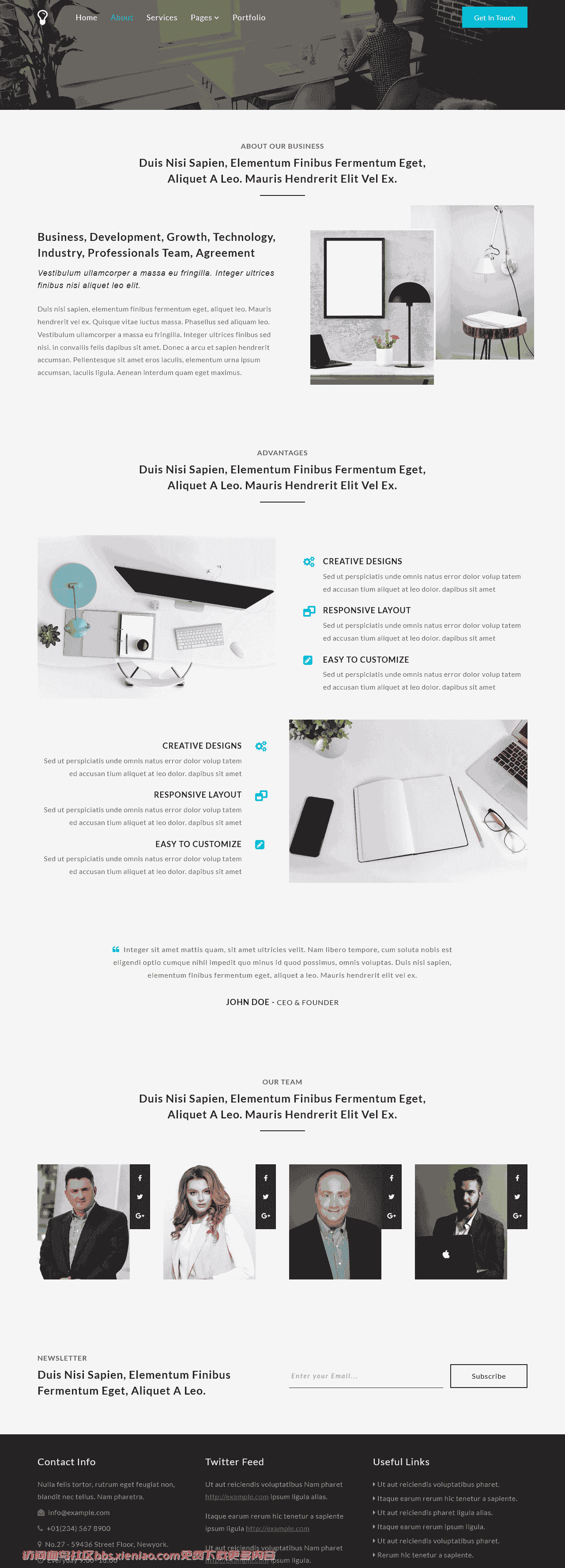 团队业务管理展示响应式网站模板免费下载html-血鸟社区