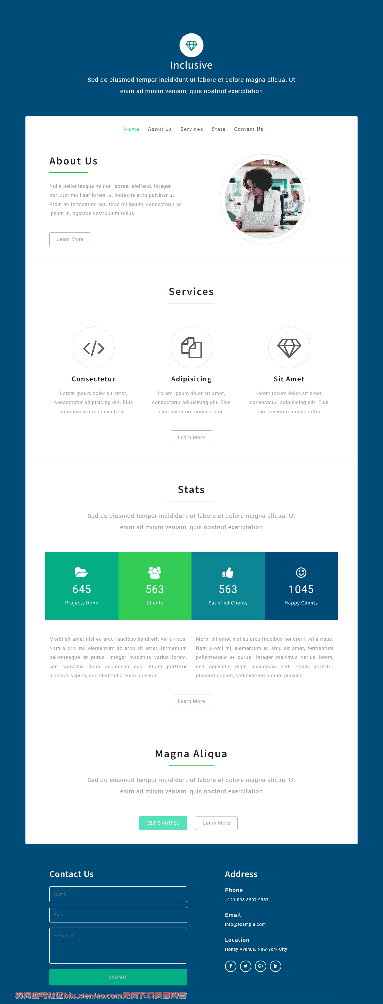 蓝色简约业务介绍响应式网页模板免费下载html-血鸟社区