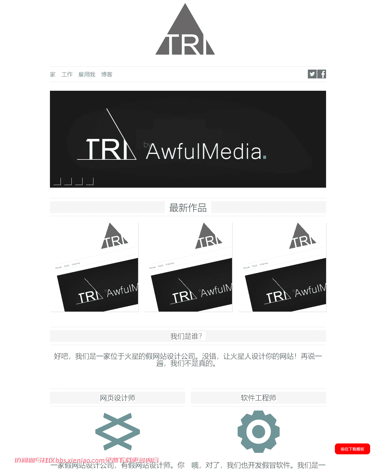 干净简约个性响应能力强html网站模板-血鸟社区