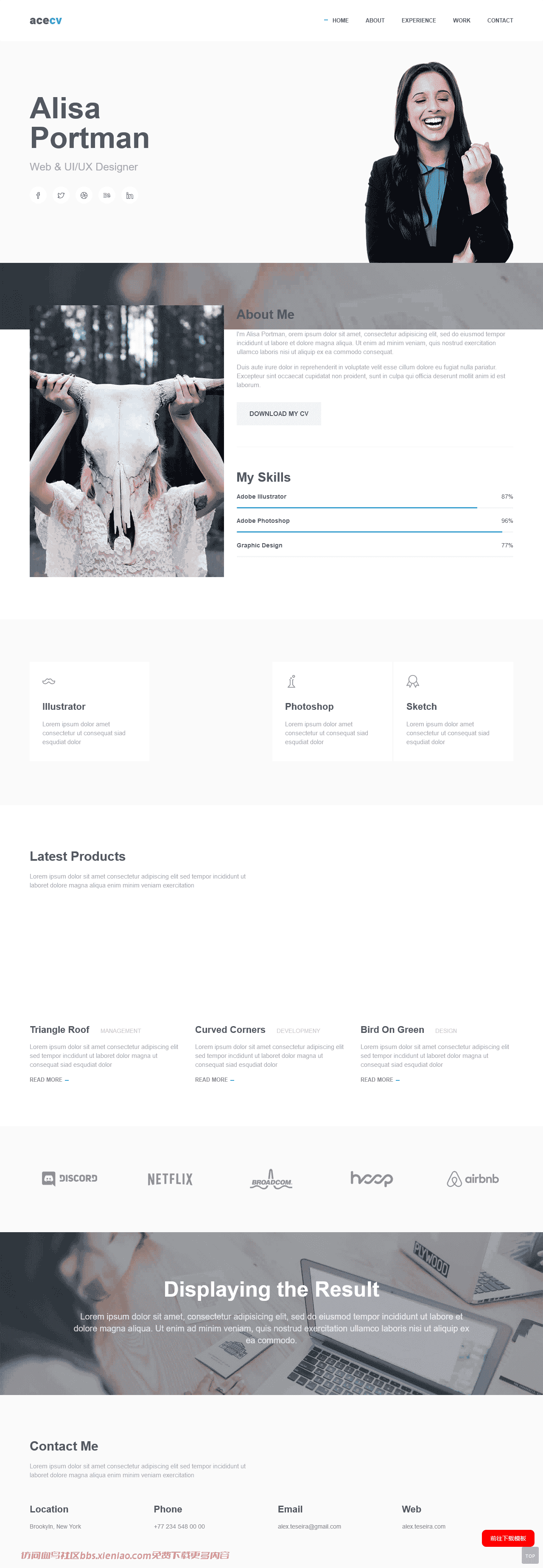 Bootstrap Clean Personal Portfolio Responsive html网站模板-血鸟社区