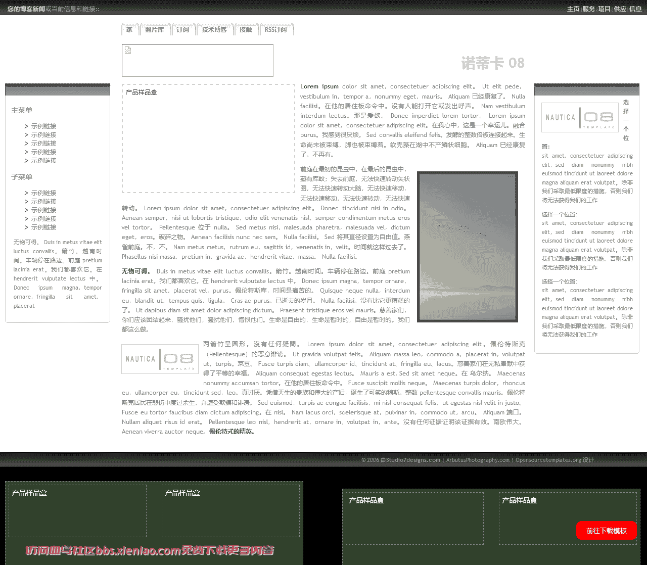 干净简约html网站模板-血鸟社区