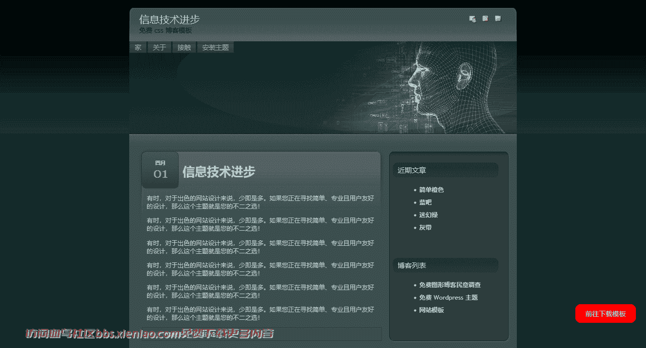 计算机电子工业html网站模板-血鸟社区