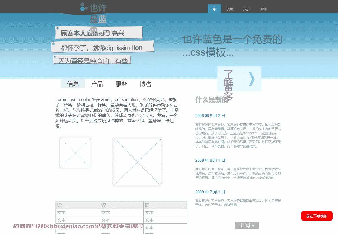 商业金融医疗个人html网站模板-血鸟社区