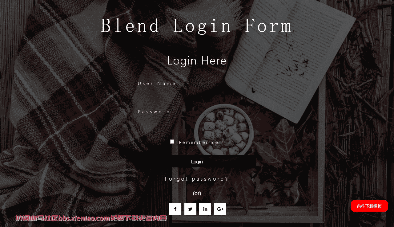 混合色调登录框响应式网页模板免费下载html-血鸟社区