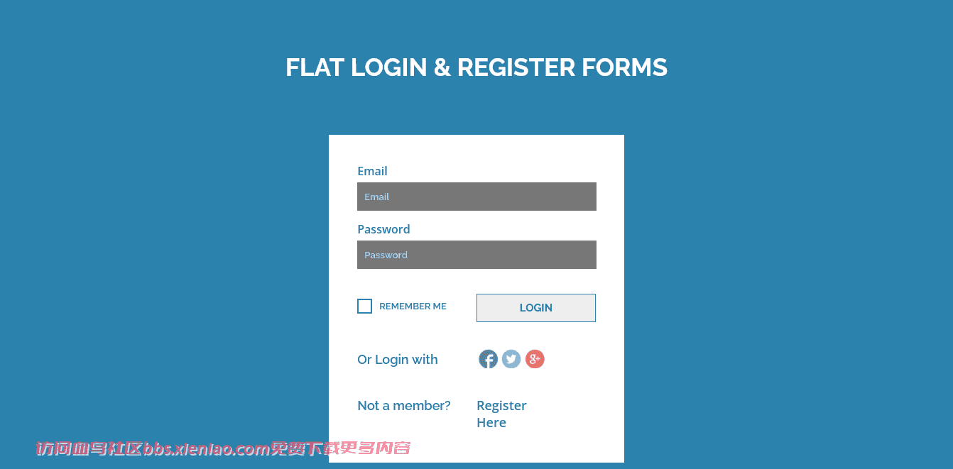 简单扁平登录注册窗口网页模板免费下载html-血鸟社区