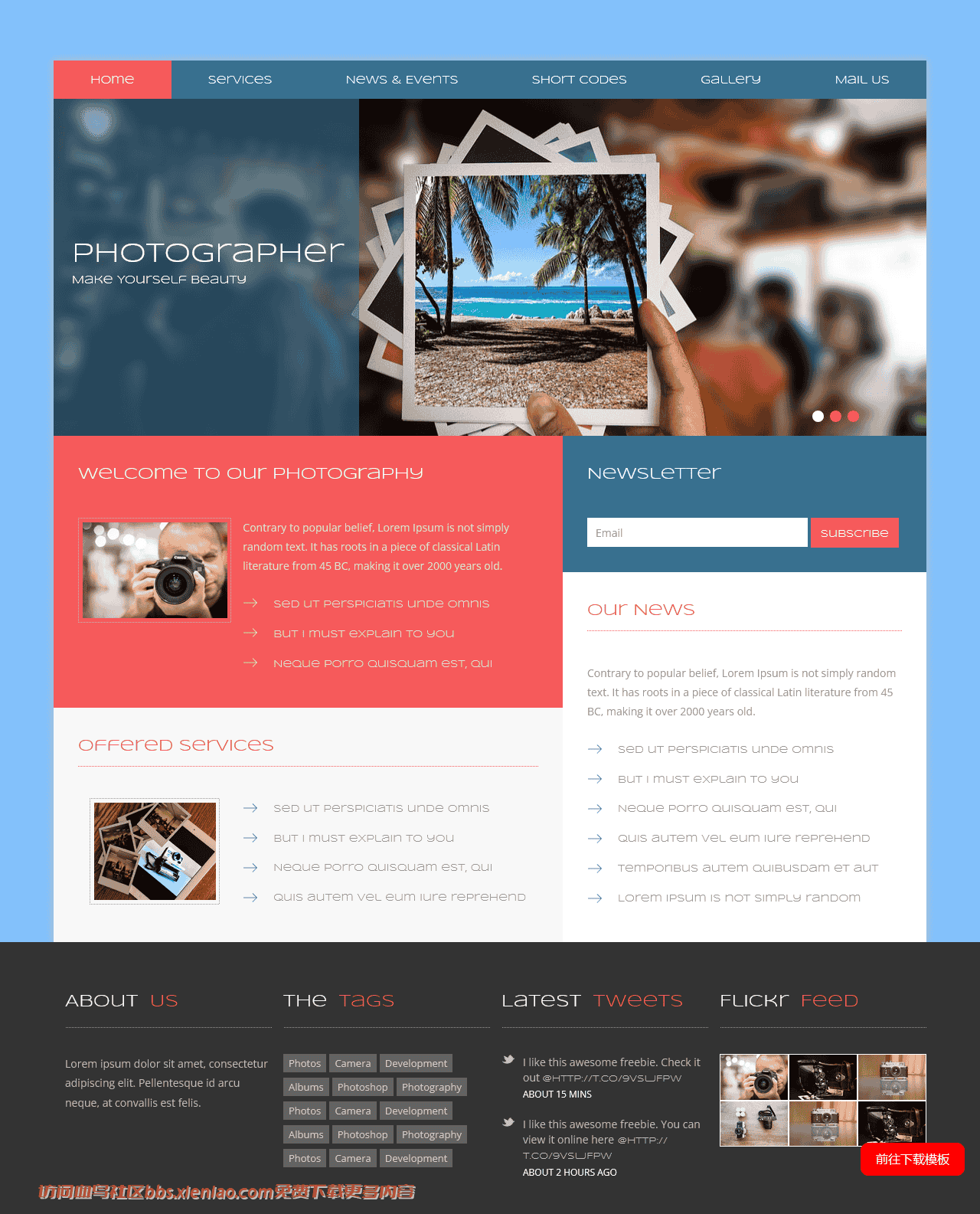 摄影师服务动态响应式网页模板免费下载html-血鸟社区