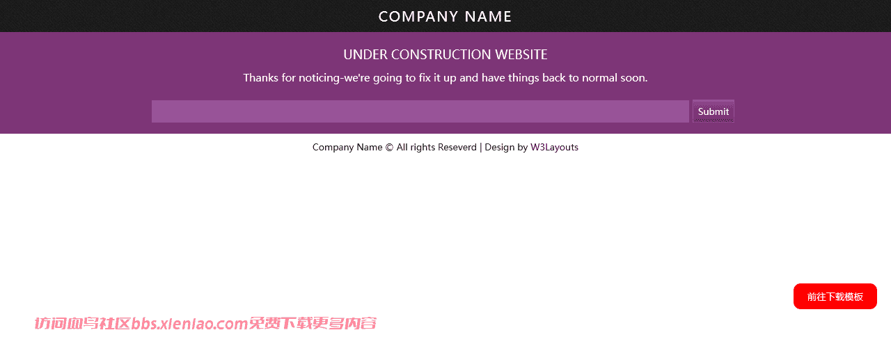 紫色网站建设中倒计时网页模板免费下载html-血鸟社区