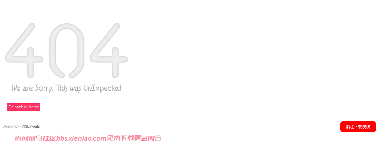 白色404错误页面网页模板免费下载html-血鸟社区