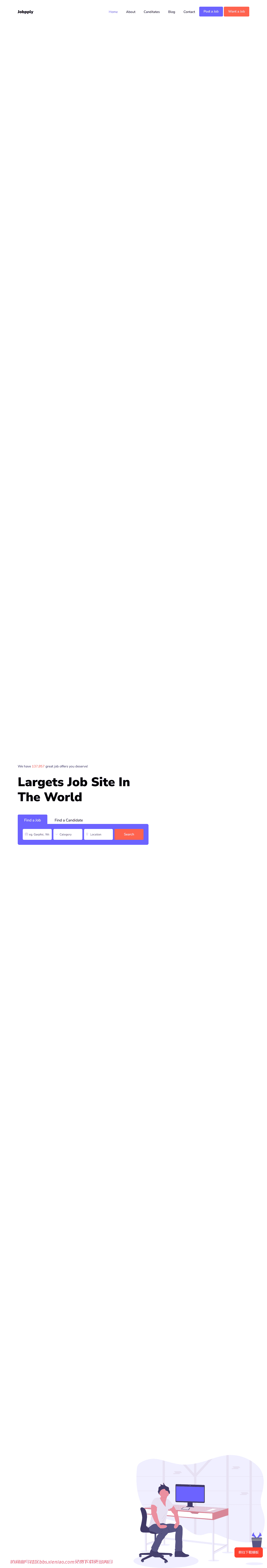 求职招聘平台响应式网页模板免费下载html-血鸟社区