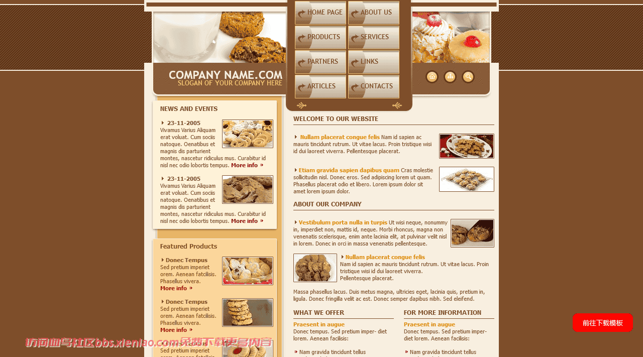 曲奇饼干公司网页模板免费下载html-psd-血鸟社区