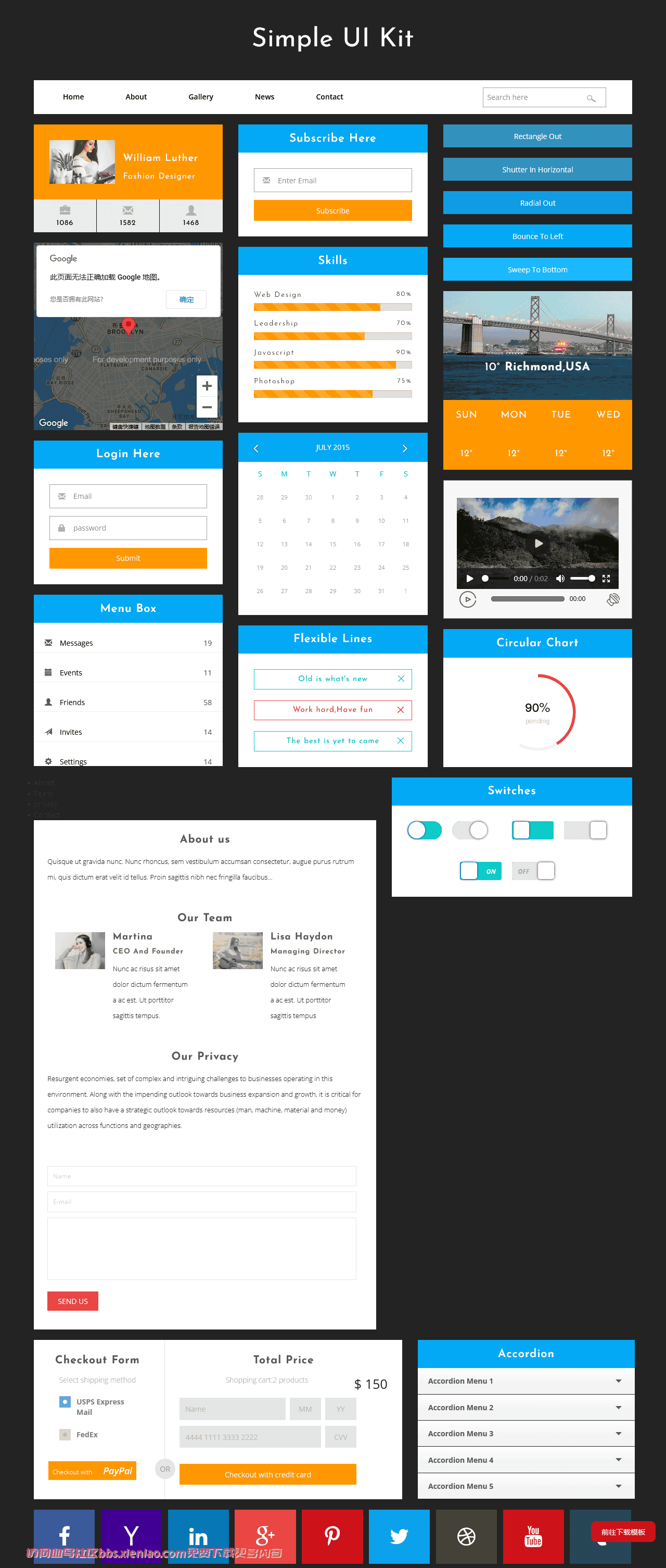 简单多功能UIKIT组件网页模板免费下载html-血鸟社区