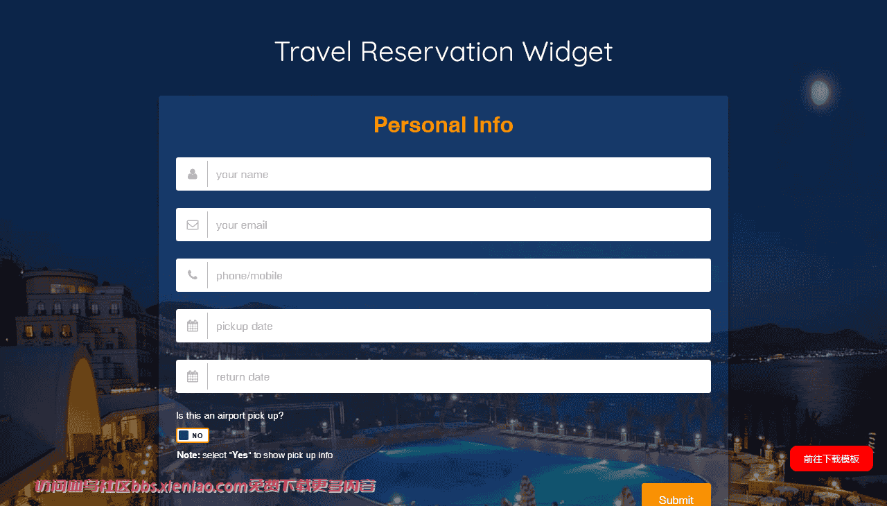 旅行预订组件响应式网页模板免费下载html-血鸟社区