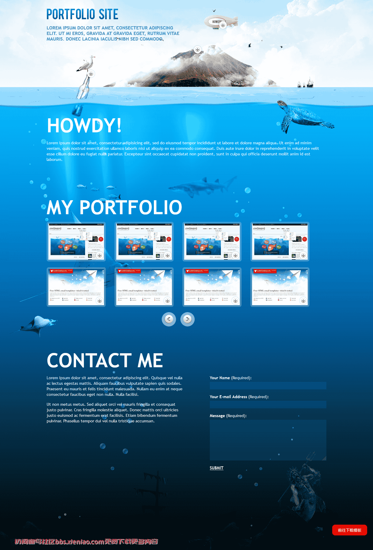 海洋世界主题网站模板免费下载html-血鸟社区