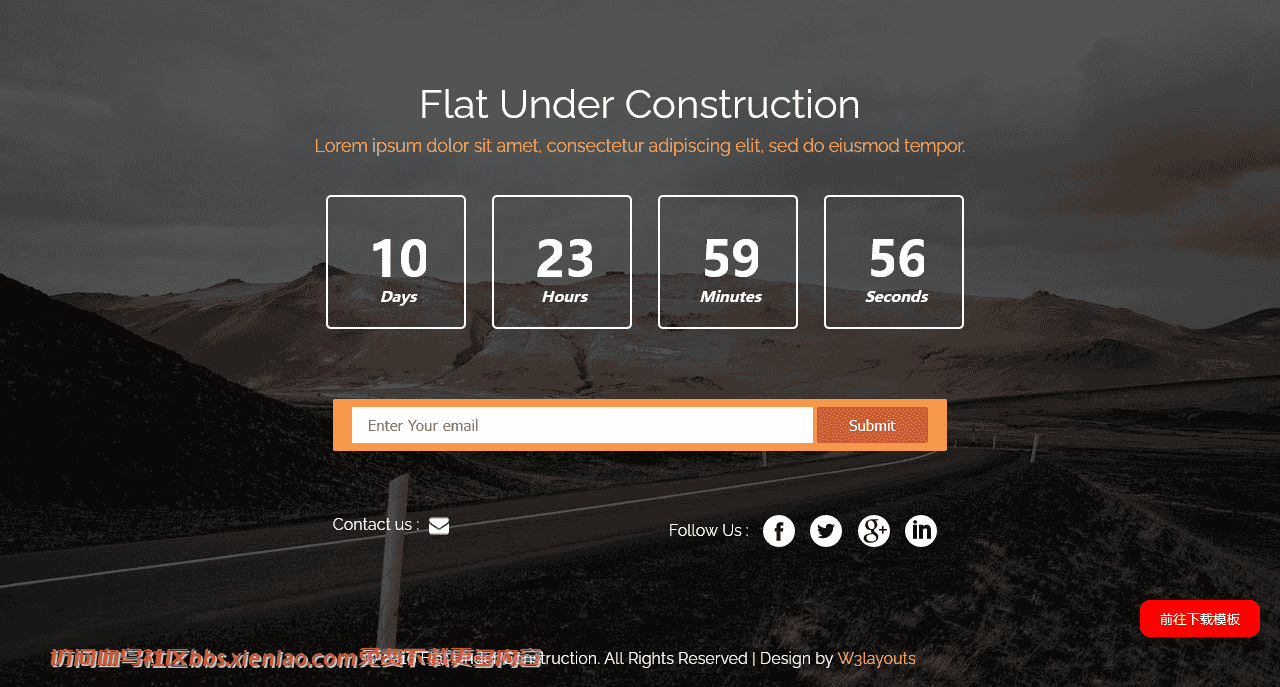 公路背景网站开通倒计时响应式网页模板免费下载html-血鸟社区