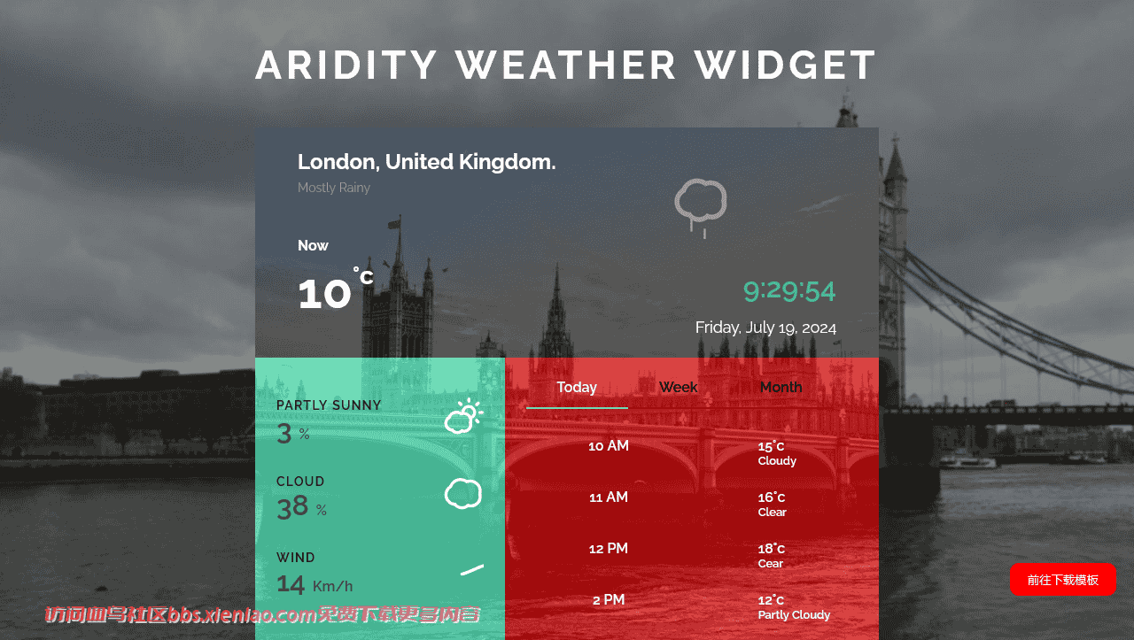 天气预报详情组件响应式网页模板免费下载html-血鸟社区