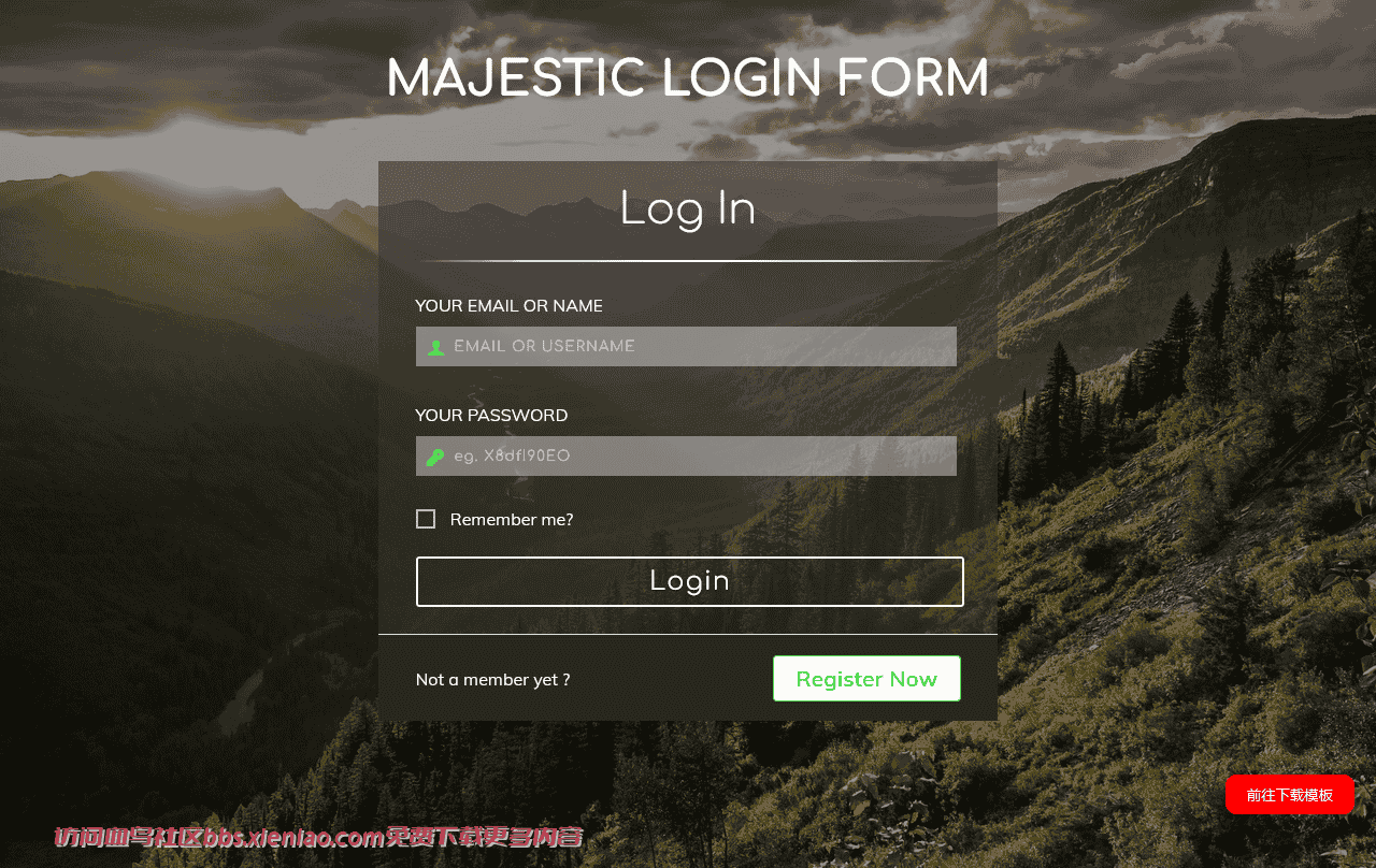 连绵山脉登录框网页模板免费下载html-血鸟社区