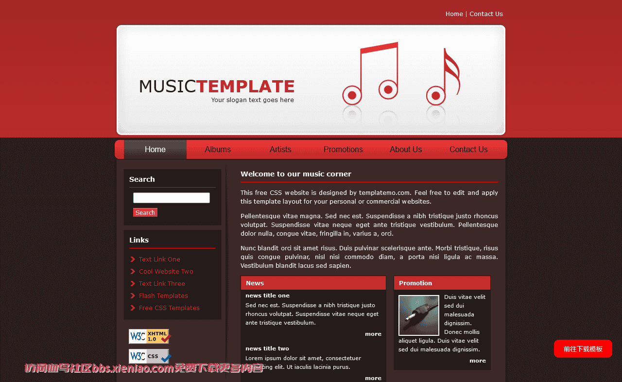 红色音乐产品网页模板免费下载html-血鸟社区