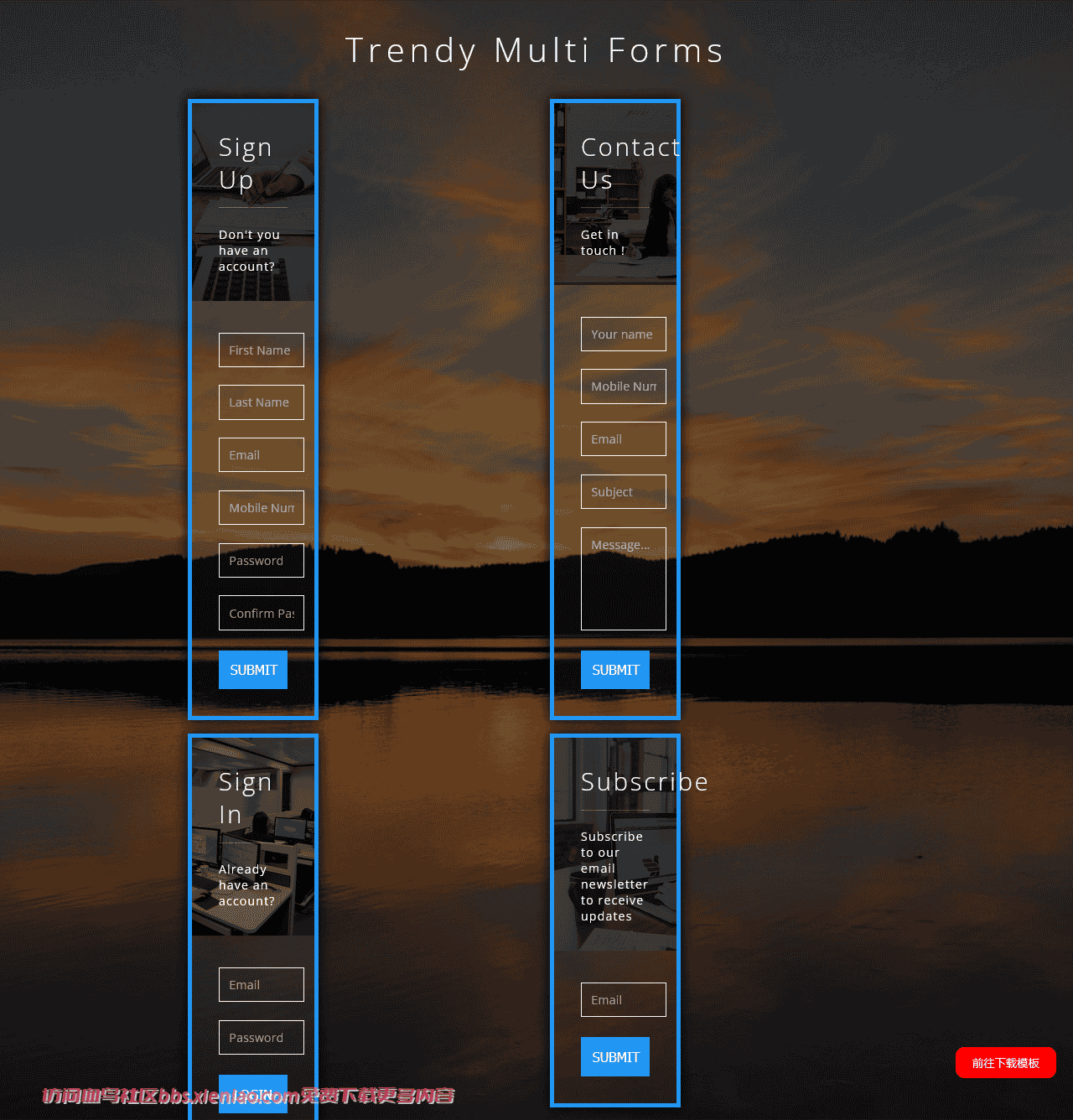 时尚多表单响应式网页模板免费下载html-血鸟社区