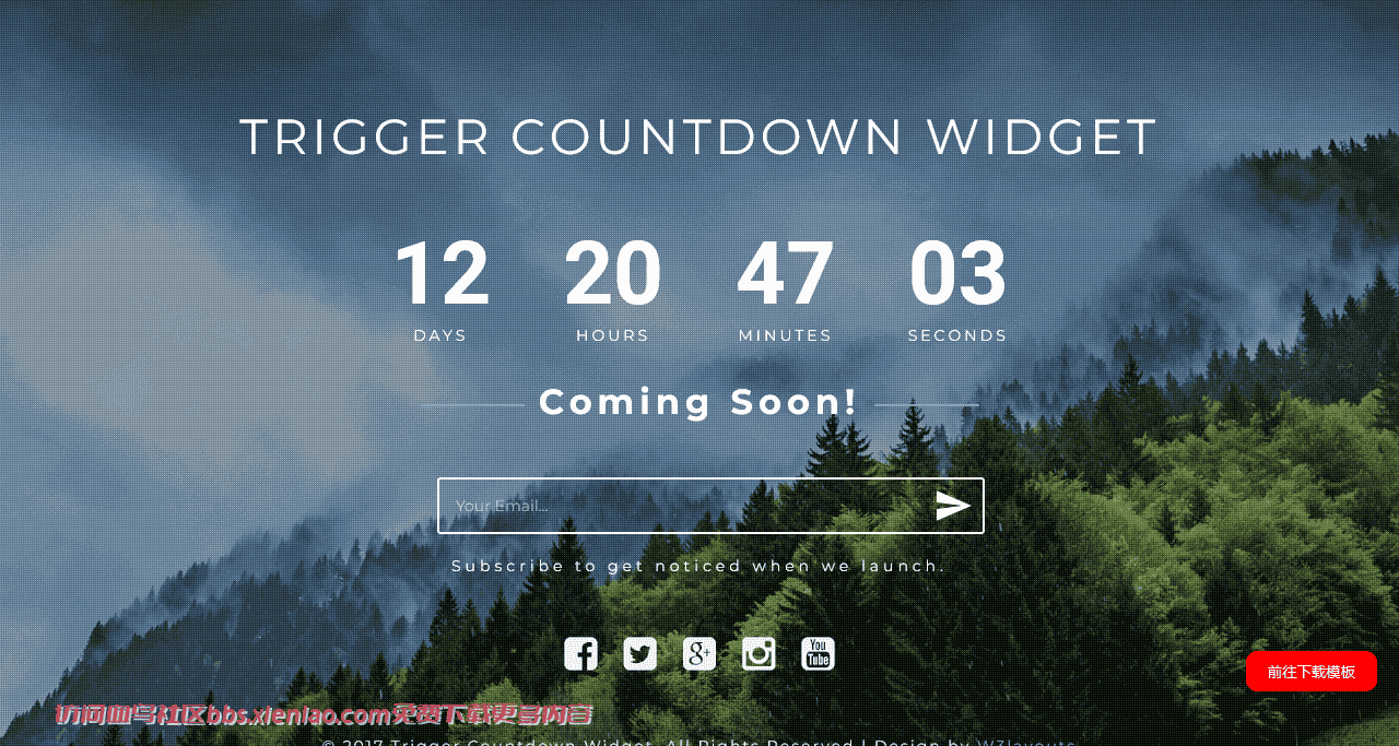 山间倒计时响应式网页模板免费下载html-血鸟社区