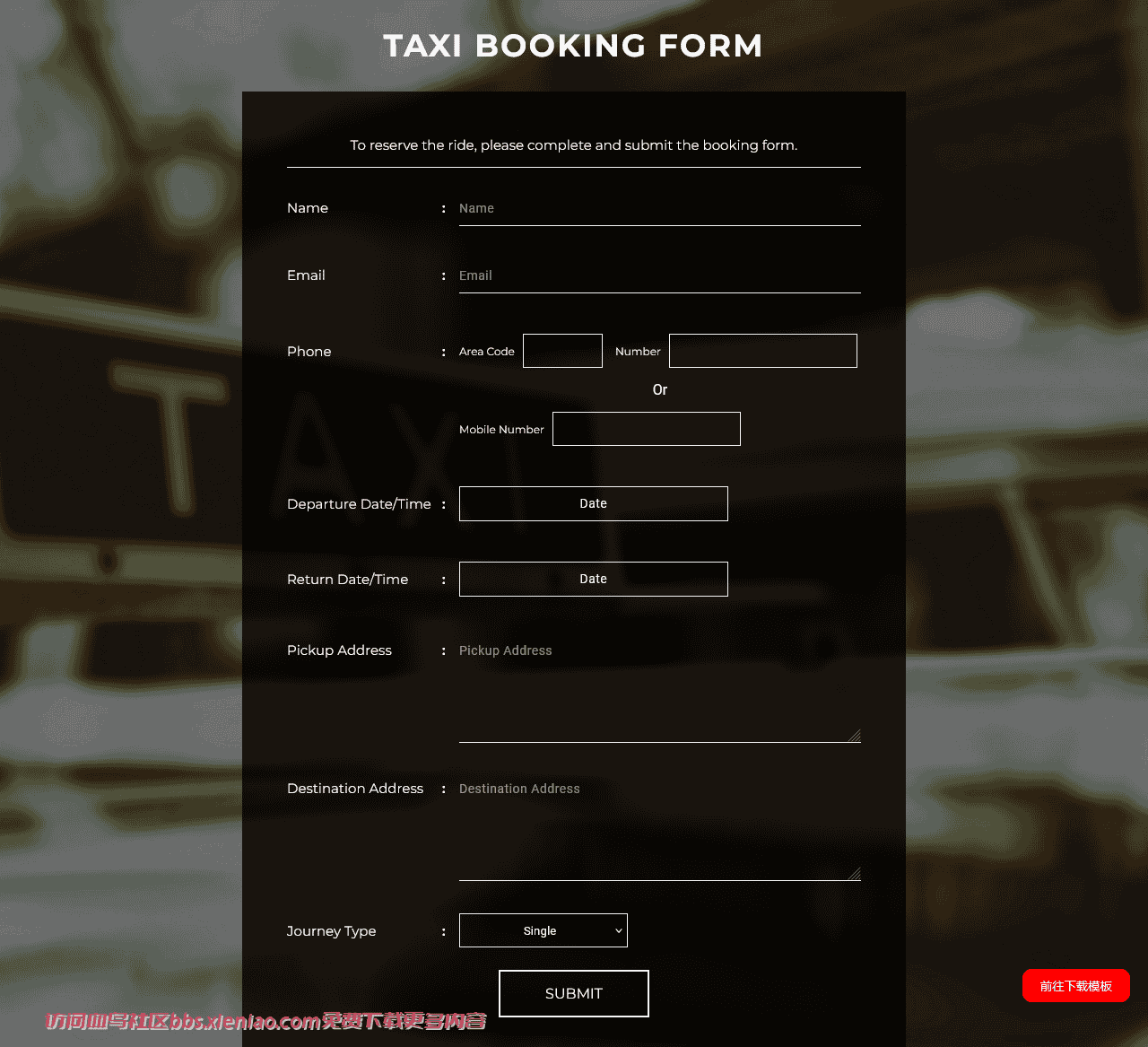 租车预定表单响应式网页模板免费下载html-血鸟社区