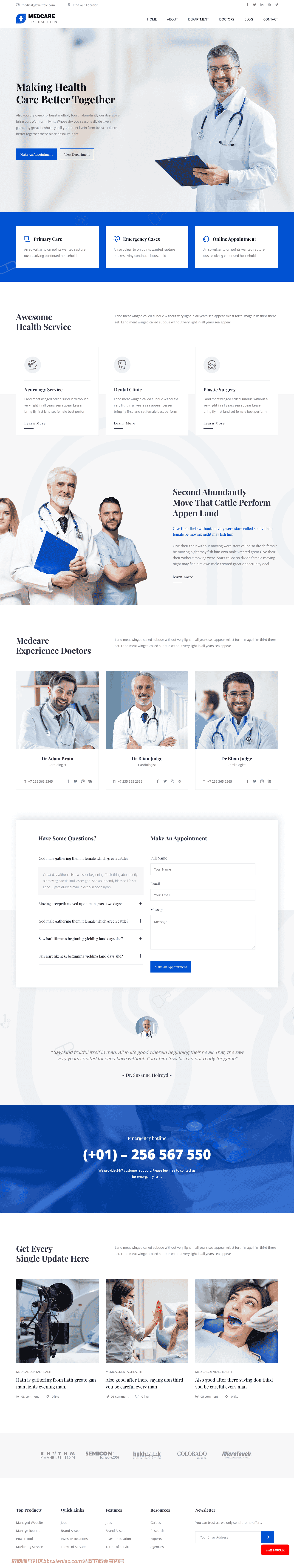 医疗健康咨询响应式网站模板免费下载html-血鸟社区