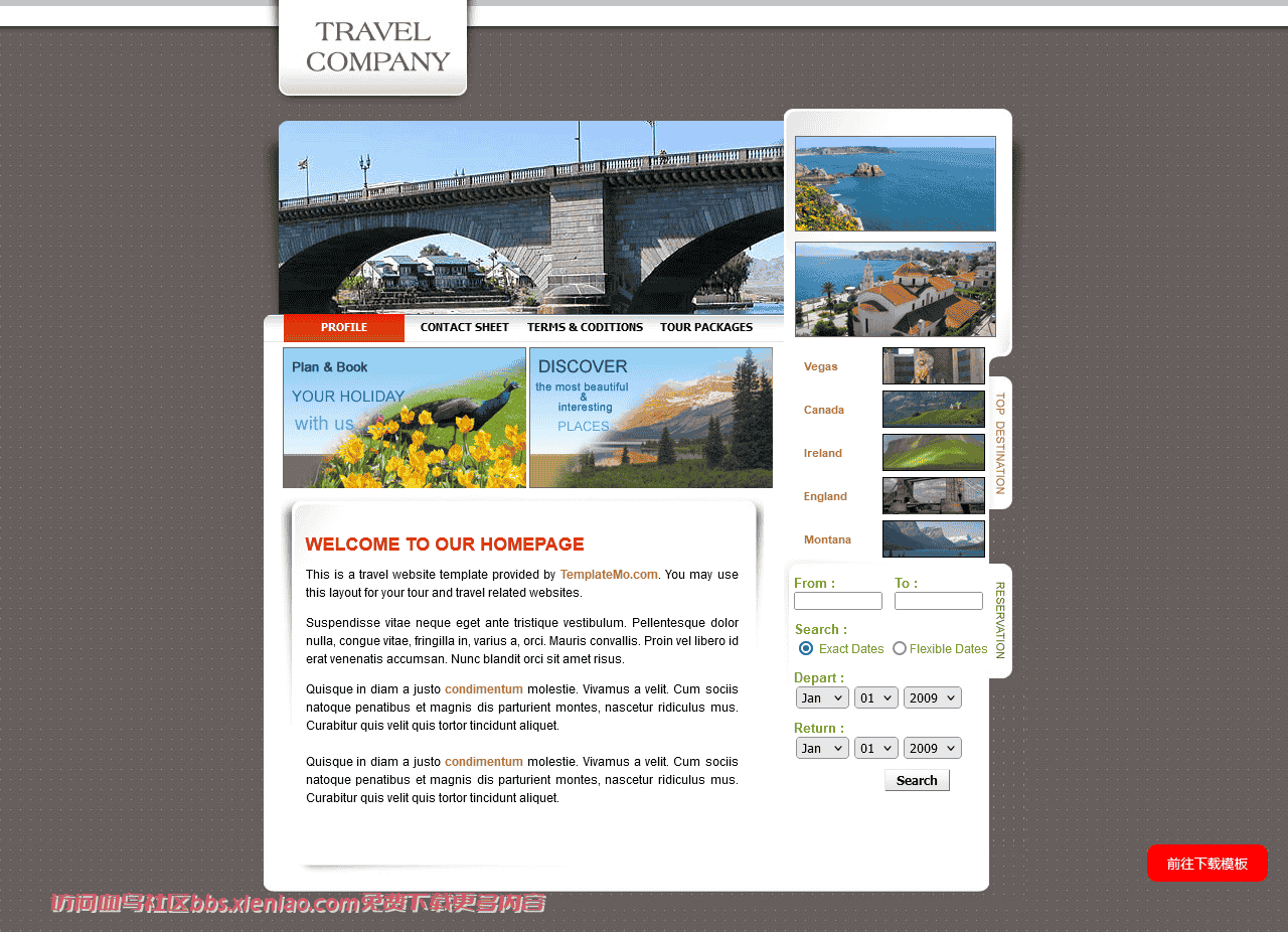 旅行信息动态网页模板免费下载html-血鸟社区