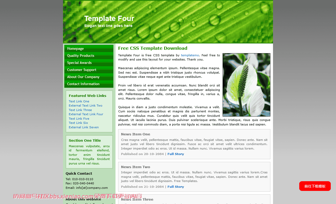 绿色水珠EDM网页模板免费下载html-血鸟社区