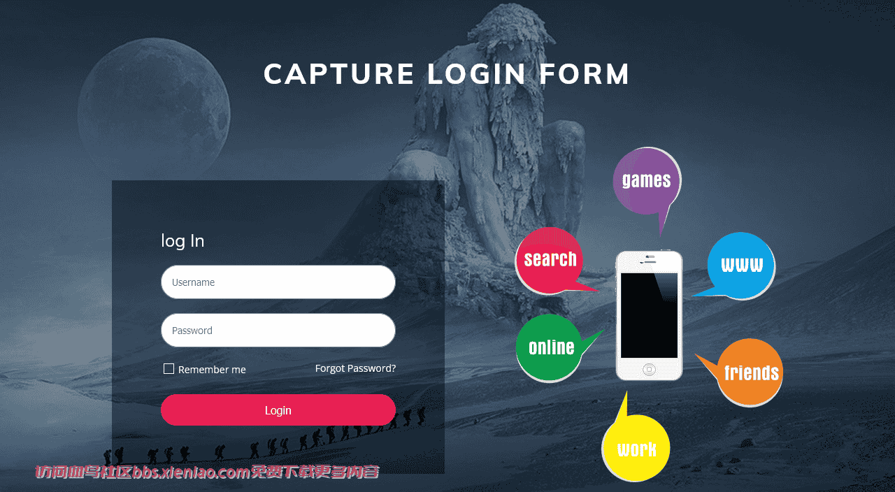 冰封登录框响应式网页模板免费下载html-血鸟社区