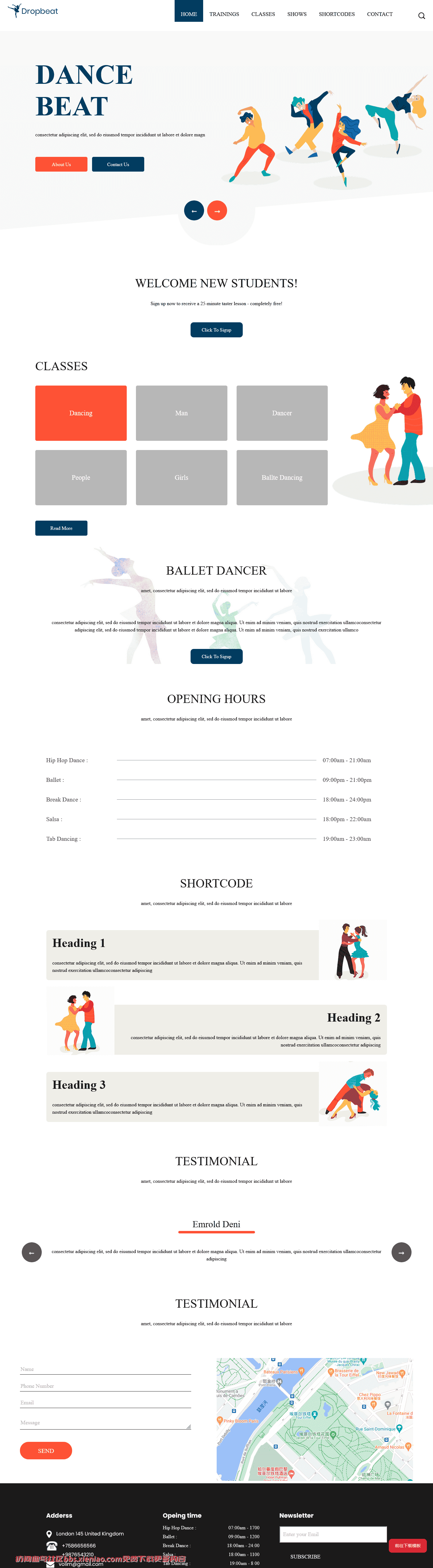 舞蹈教学培训中心响应式网页模板免费下载html-血鸟社区
