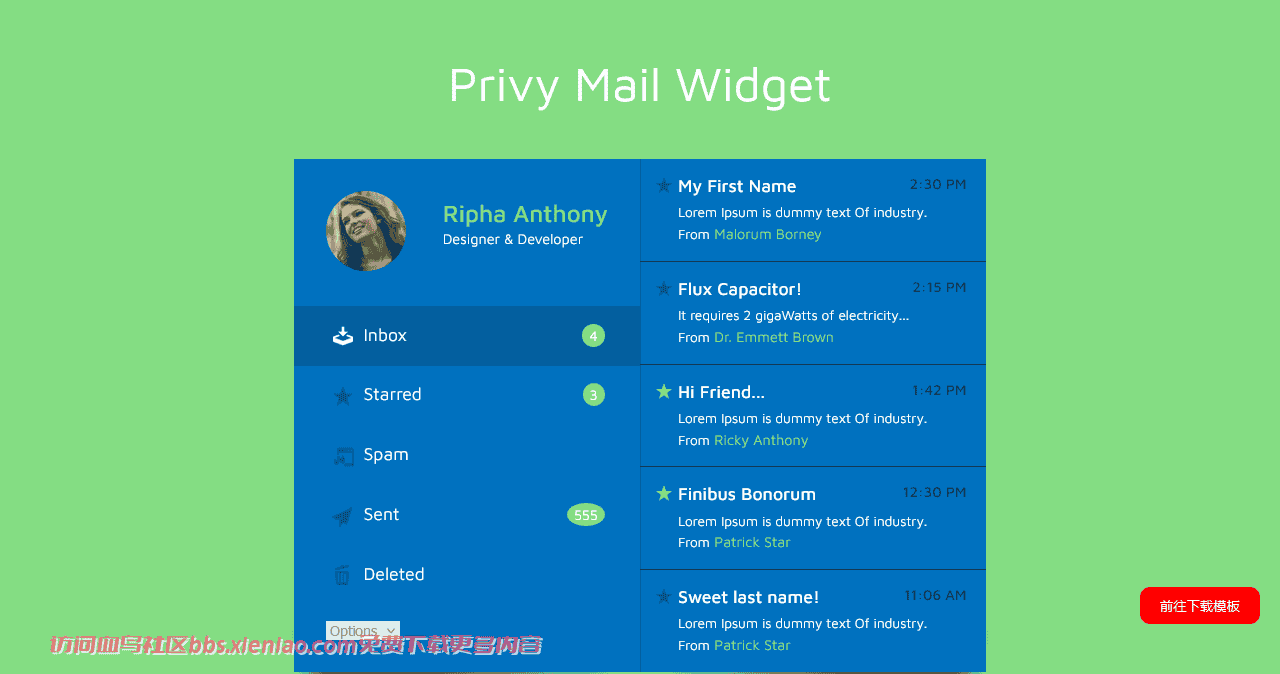 个人邮箱组件响应式网页模板免费下载html-血鸟社区