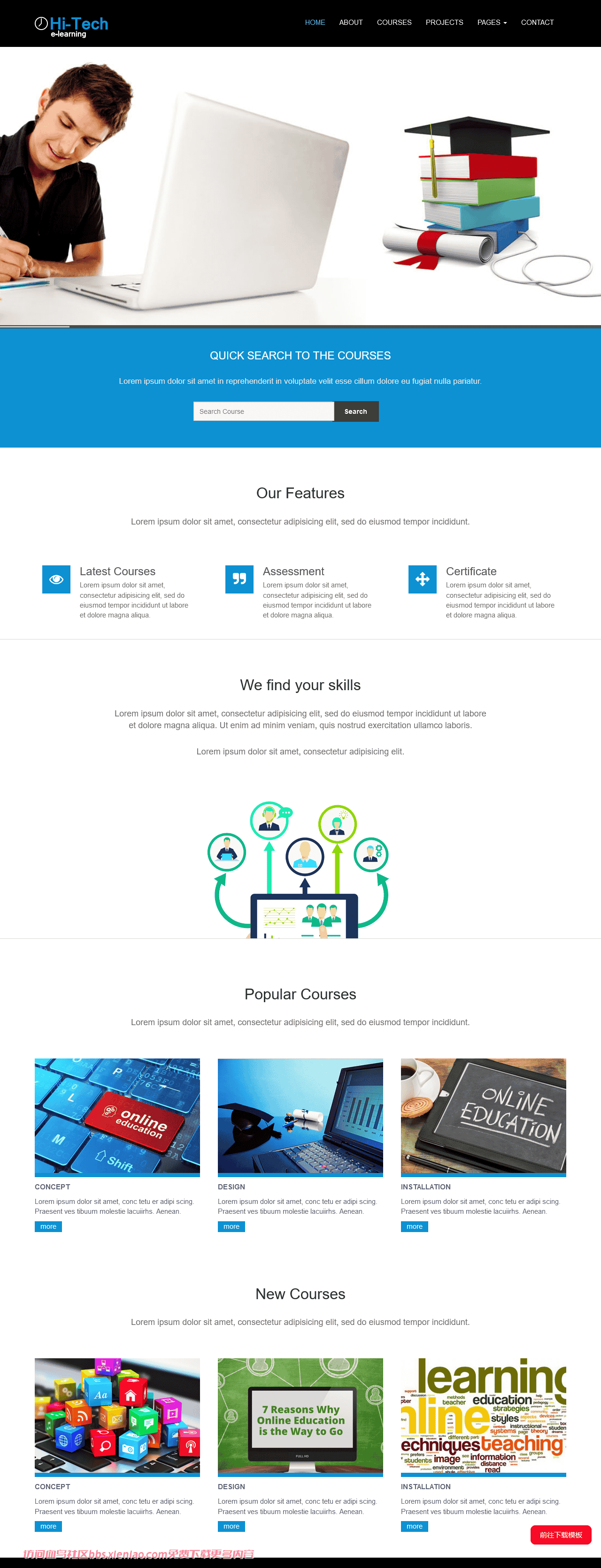 高新技术教育培训响应式网页模板免费下载html-血鸟社区