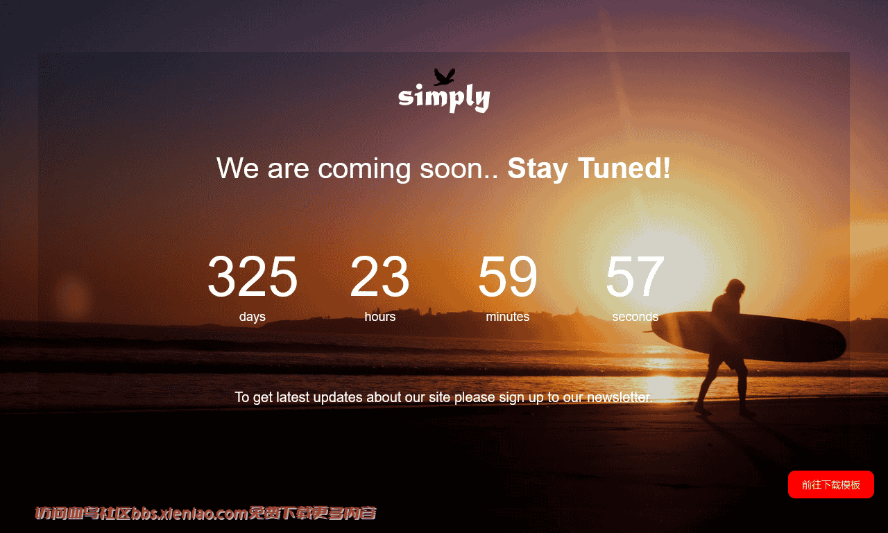 日落沙滩倒计时响应式网页模板免费下载html-血鸟社区