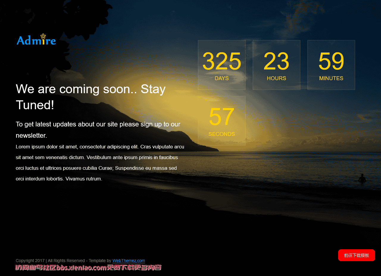 海景日出倒计时响应式网页模板免费下载html-血鸟社区
