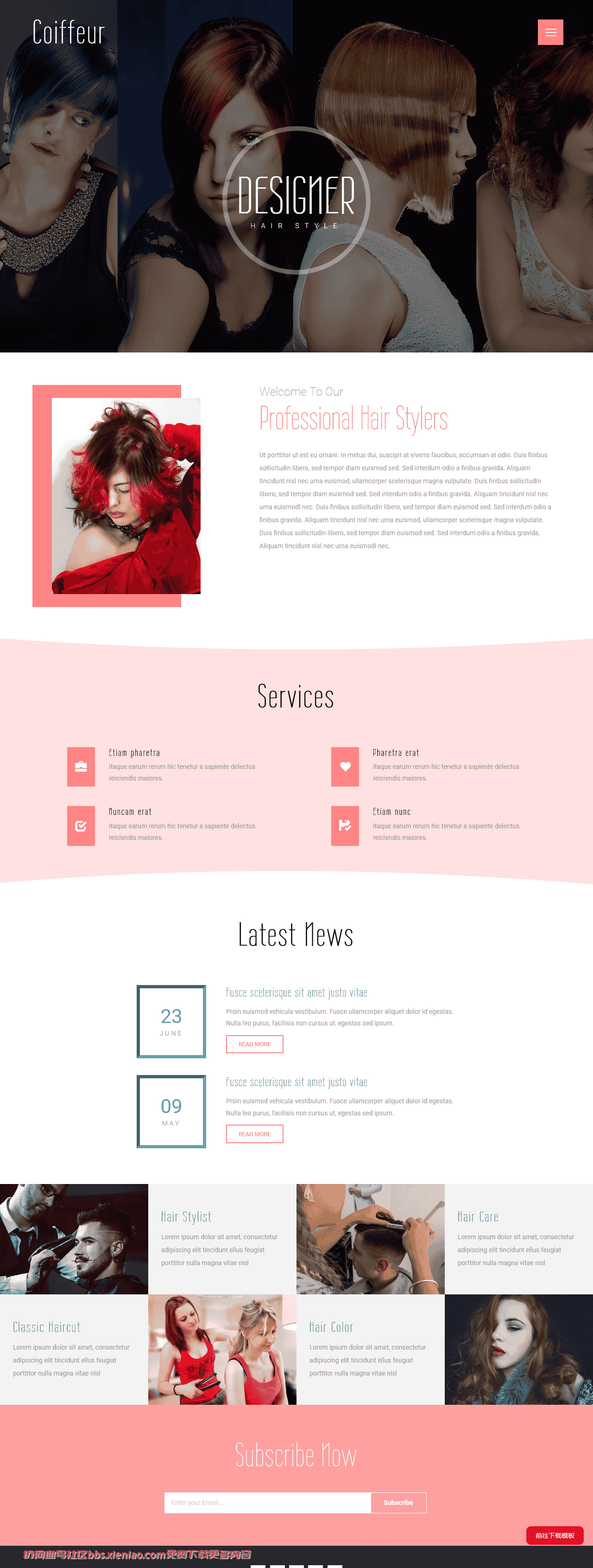 发型师设计服务响应式网站模板免费下载html-血鸟社区