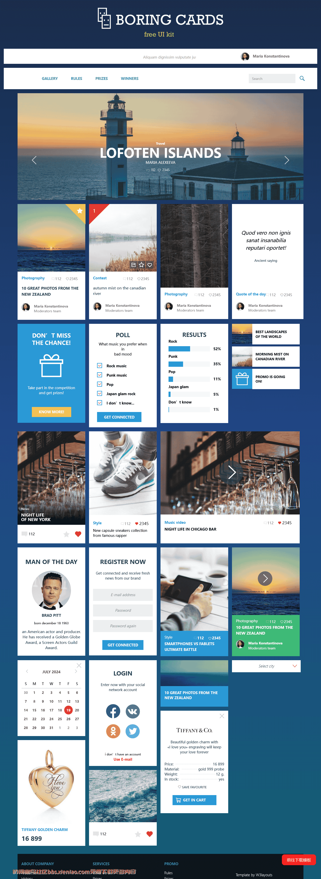 卡片式图文列表响应式网页模板免费下载html-血鸟社区