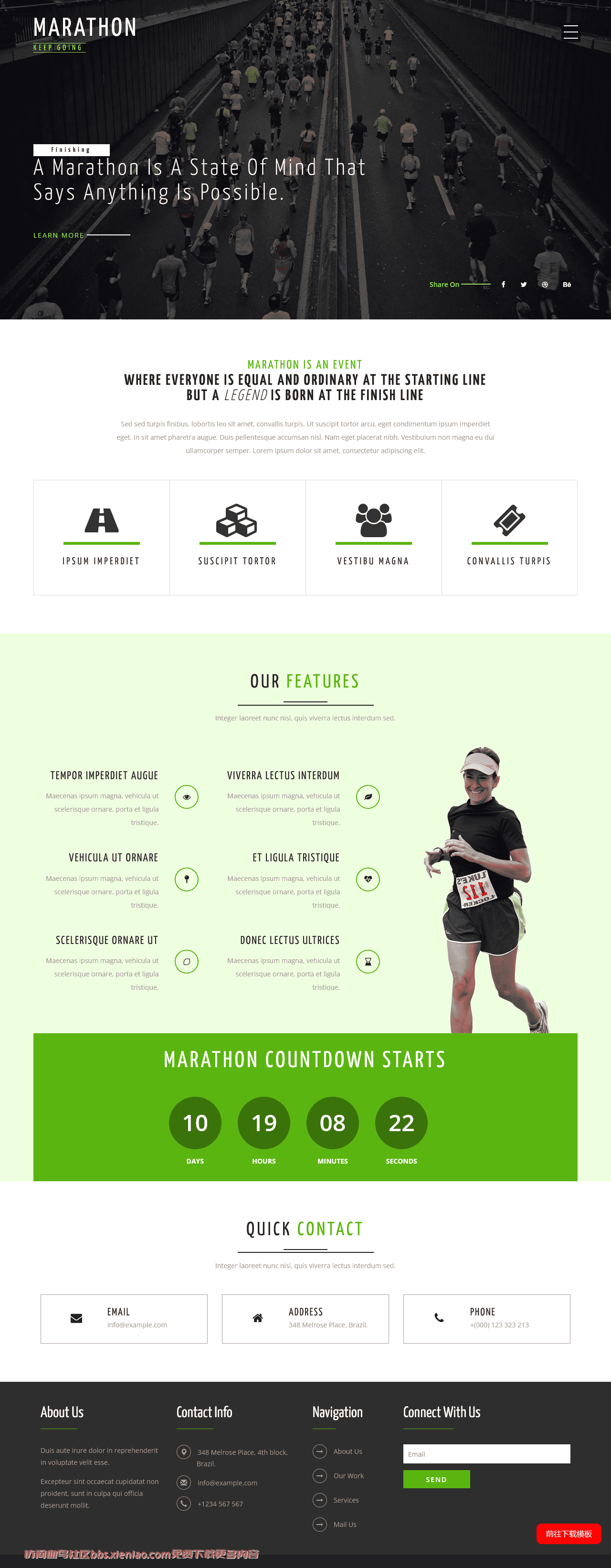 马拉松赛跑响应式网站模板免费下载html-血鸟社区