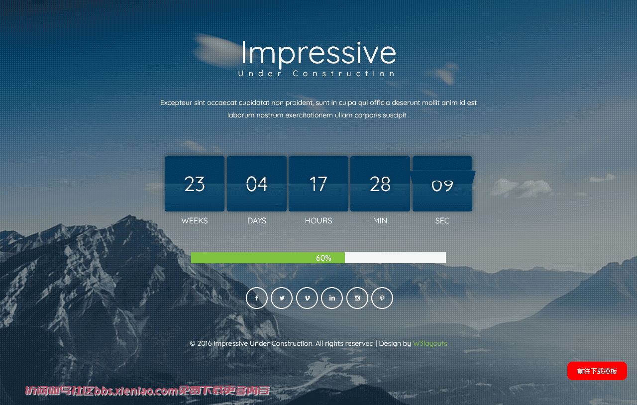 网站建设进度倒计时响应式网页模板免费下载html-血鸟社区