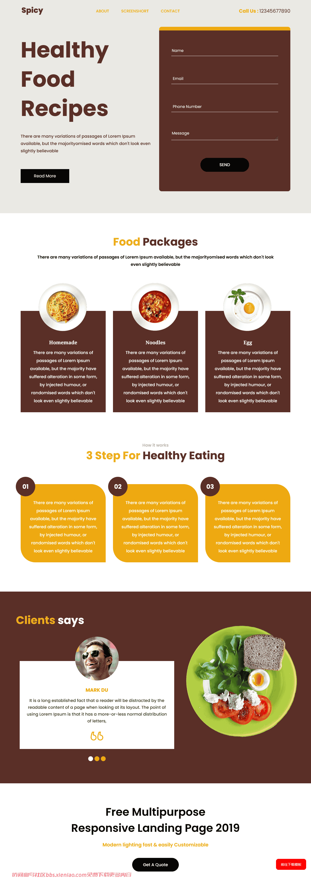 健康食品食谱响应式网页模板免费下载html-psd-血鸟社区